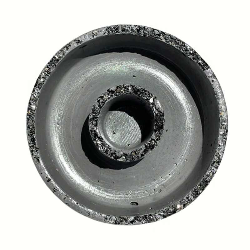 Gray Censer Bowl with Black Tourmaline and Silver Mica