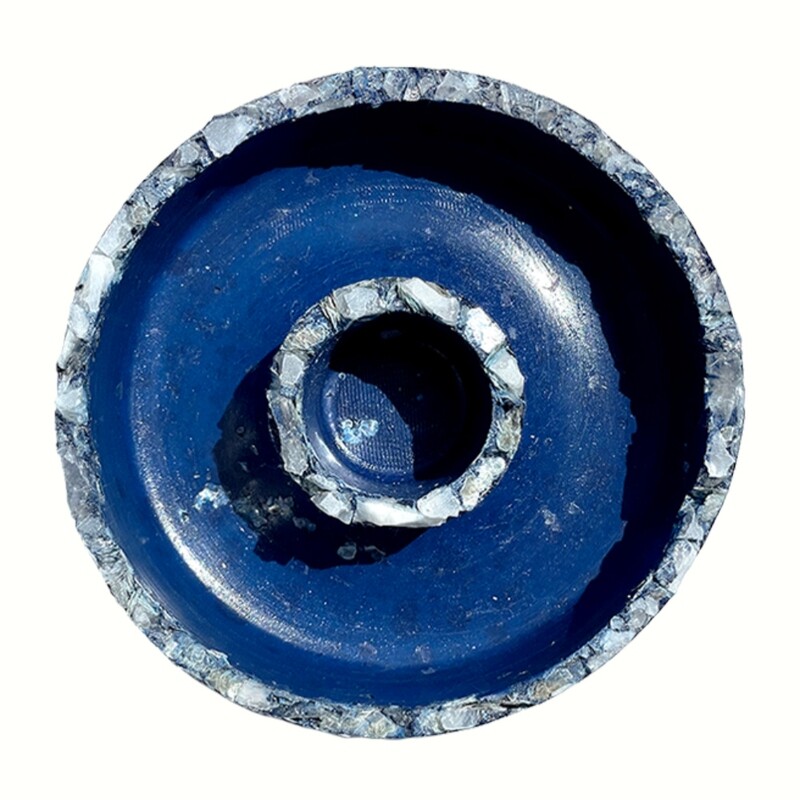 Blue Censer Bowl with Raw Clear Quartz Crystals