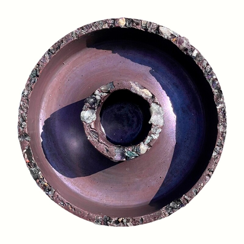 Purple Censer Bowl with Fluorite Crystals