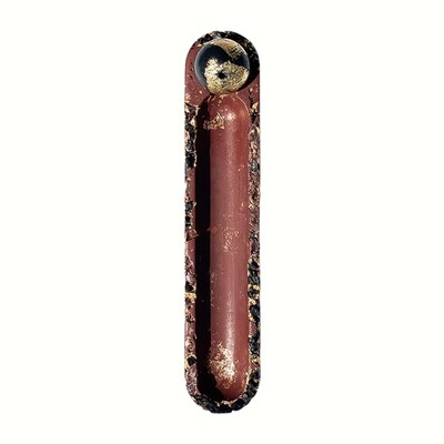 Maroon Incense Burner with Black Tourmaline and Gold Leaf