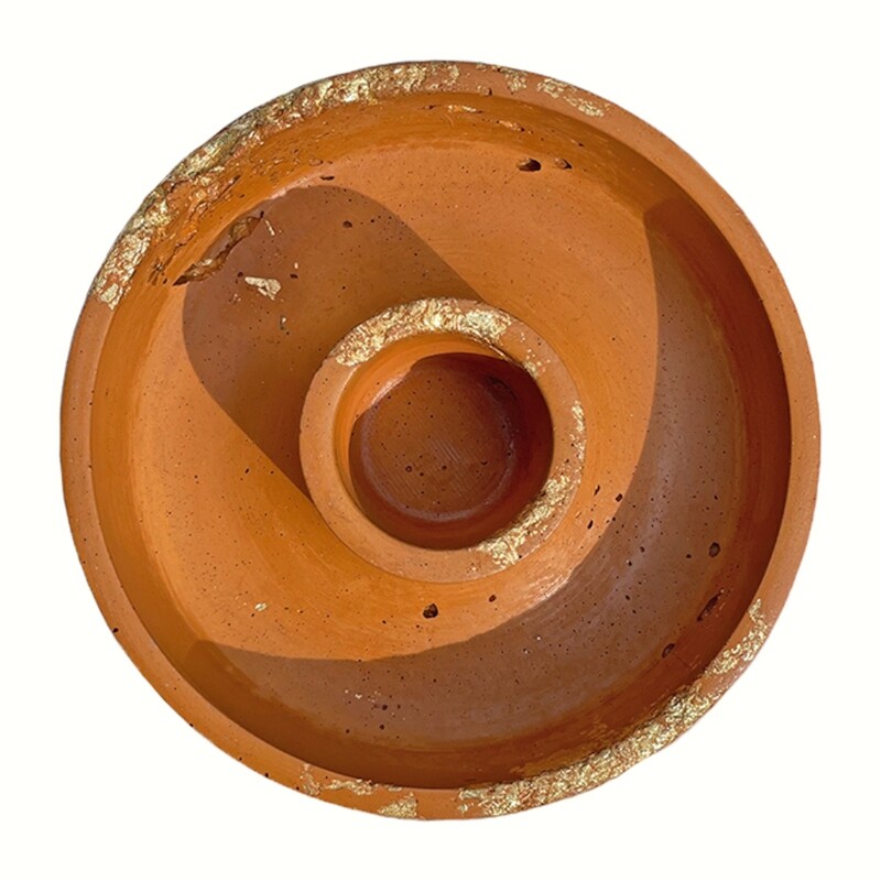 Orange Censer Bowl Infused with Gold Leaf