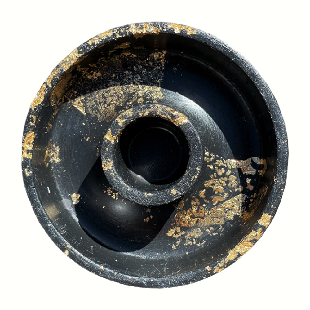 Black Censer Bowl Infused with Gold Leaf