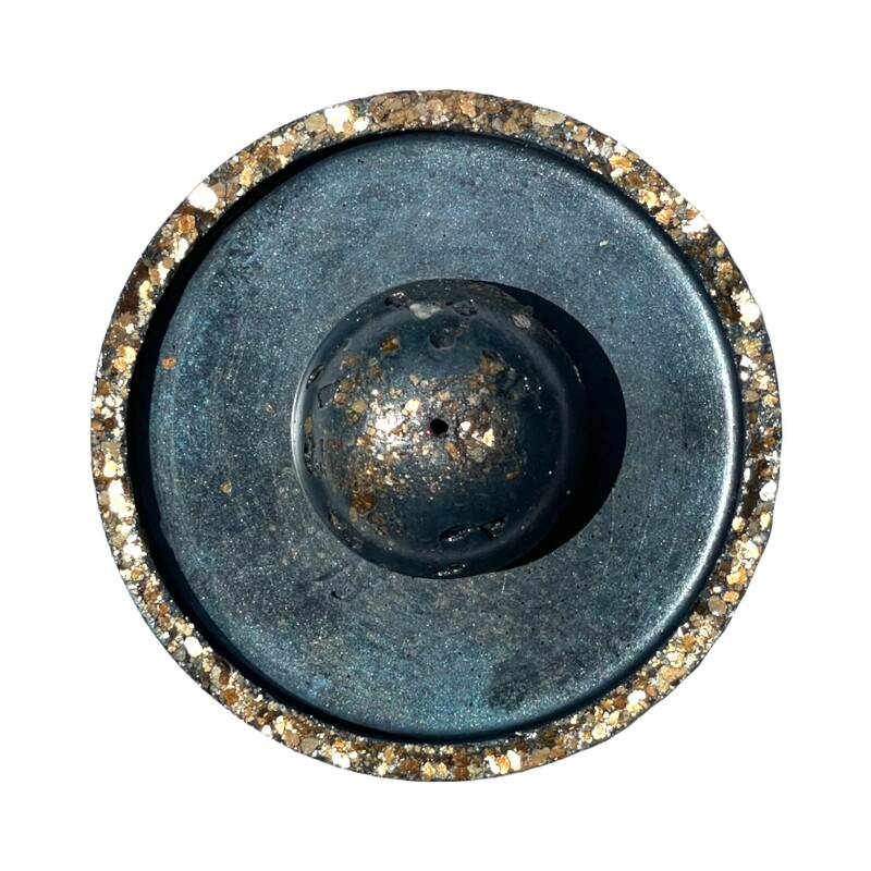 Blue Cement Incense Burner and Tray with Gold Mica