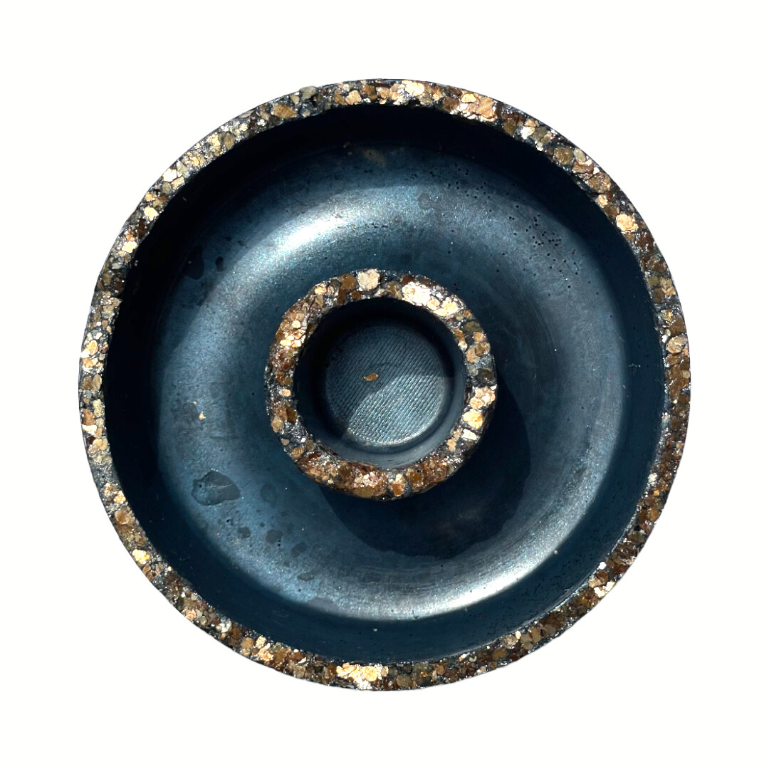 Blue Censer Bowl with Gold Mica