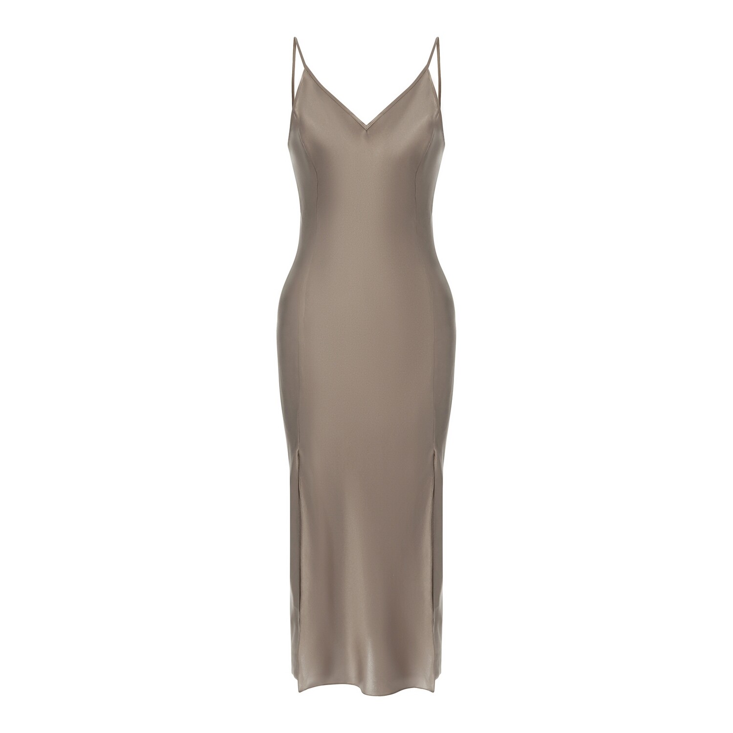 Платье-комбинация из шёлка серебристо-серое