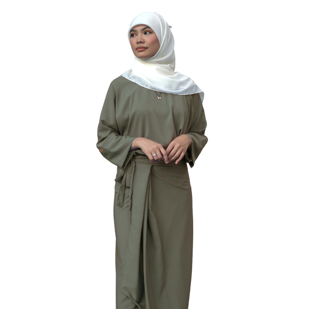 Ad-Leesa Caftan in Olive Dust