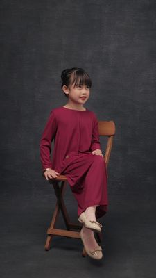 Family Kid Girl Set in Red Velvet
