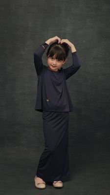 Family Kid Girl Set in Charcoal Dream