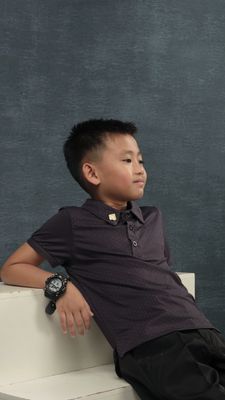 Family Kid Boy Shirt in Charcoal Dream