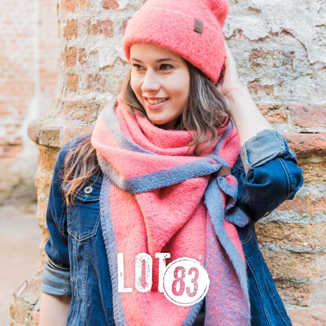 Dreieckstuch "Nina Rand" 10 Farbe Pink-Hellblau