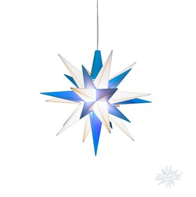 A1e Stern (d = ca. 13 cm) Blau-Weiß Kunststoff inklusive 300 mA Netzgerät A1e Stern (d = ca. 13 cm) Blau-Weiß Kunststoff inklusive 300 mA Netzgerät