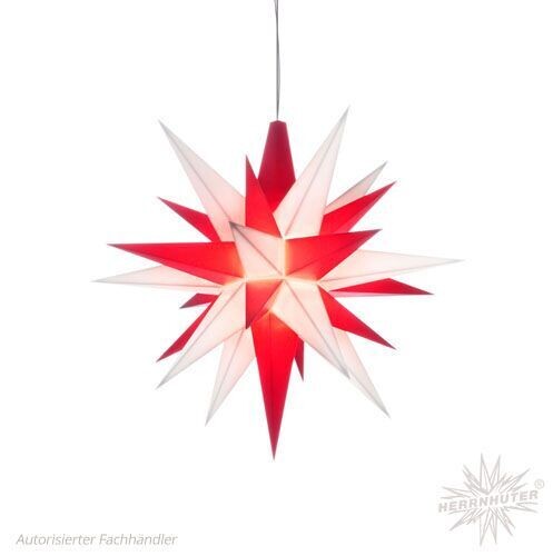 A1e Stern (d = ca. 13 cm) Weiß-Rot Kunststoff inklusive 500 mA Netzgerät