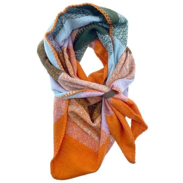 Dreieckstuch "Nina Ruit" Orange-Hellblau-Schwarz