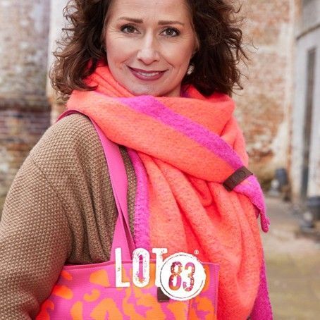 Dreieckstuch "Nina Rand" 17 Farbe Neon-Orange/Pink