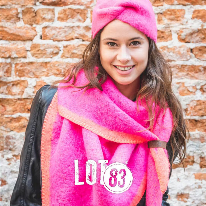 Dreieckstuch "Nina Rand" 6 Farbe Pink-Neonrosa