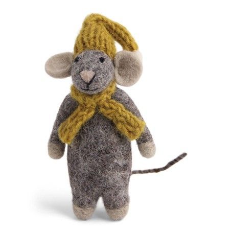 Mäuschen Mini mit gelber Strickmütze Mäuschen Mini mit gelber Strickmütze