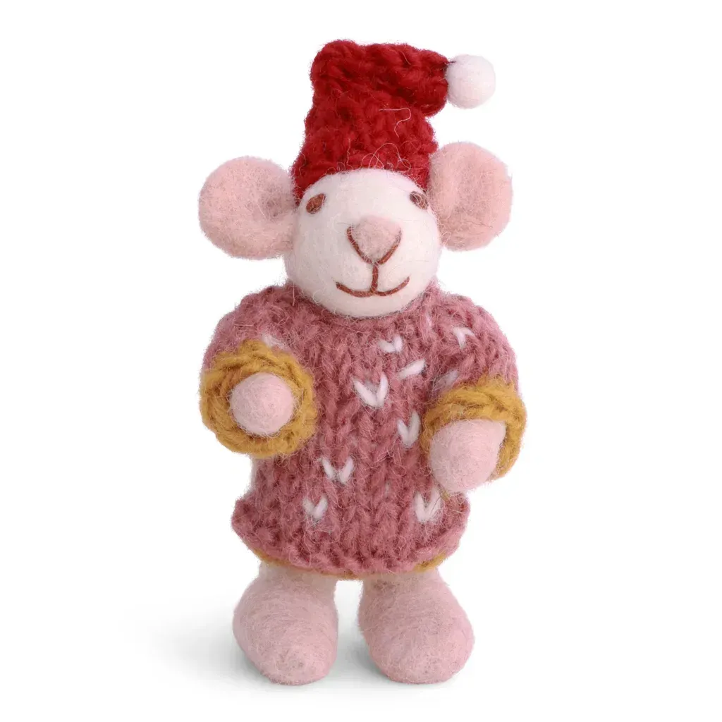 Neu! Mini Mäuschen im rosa Strickkleid (f)