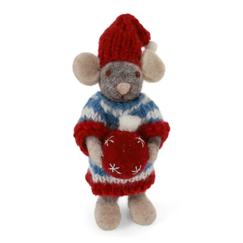 Mäuschen klein mit Weihnachtskugel (f) Mäuschen klein mit Weihnachtskugel (f)