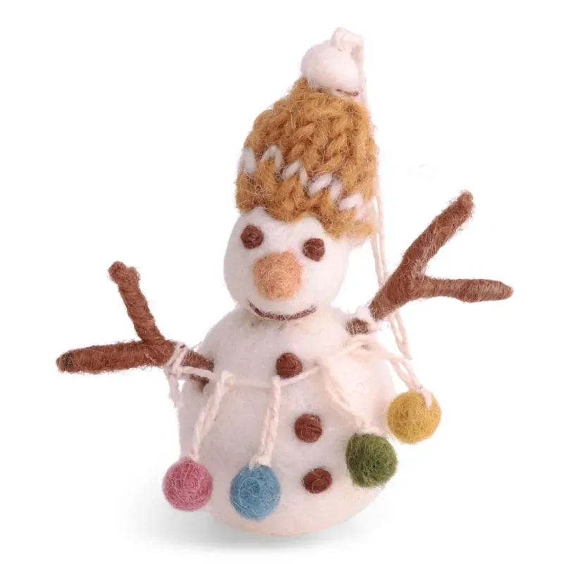 Schneemann mit Kugelgirlande