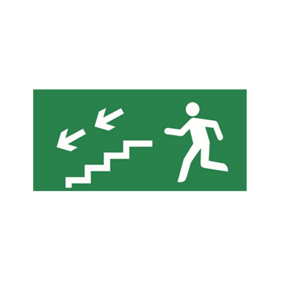 Virziens uz evakuācijas izejām pa kāpnēm uz leju (pa kreisi) - luminiscējoša (100x200)