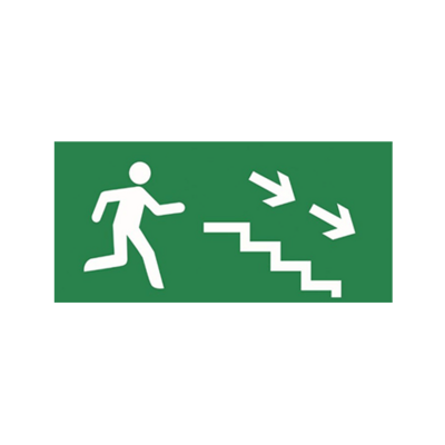Virziens uz evakuācijas izejām pa kāpnēm uz leju - luminiscējoša (100x200)