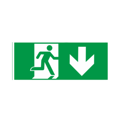 Evakuācijas izeja (virziens uz leju) - luminiscējoša (100x200)