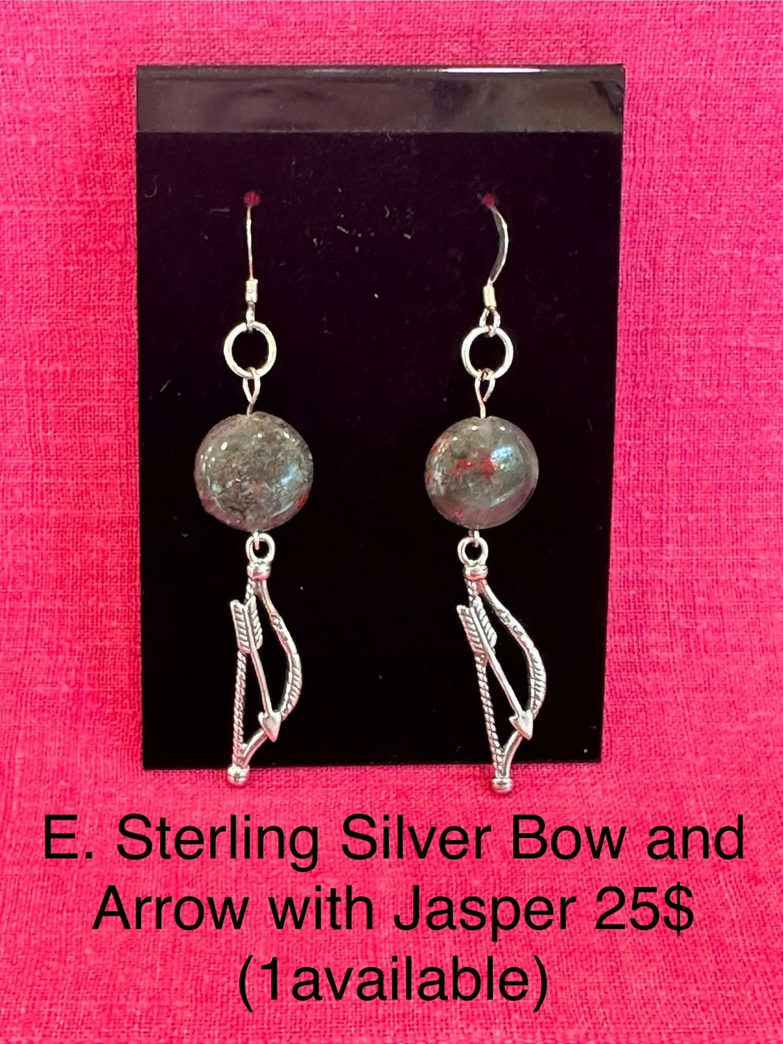 Sterling Silver Bow and Arrow with Jasper