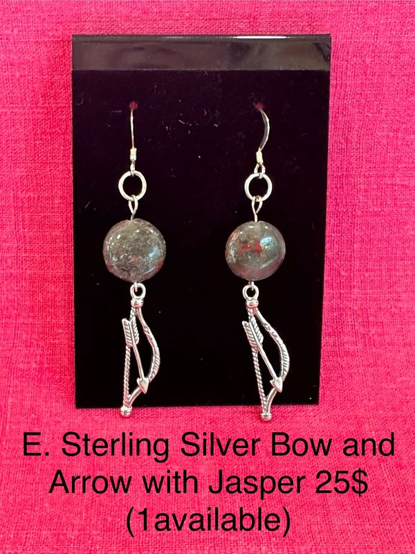Sterling Silver Bow and Arrow with Jasper