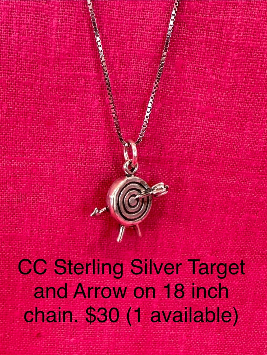 Sterling Silver Target and Arrow on 18 inch chain
