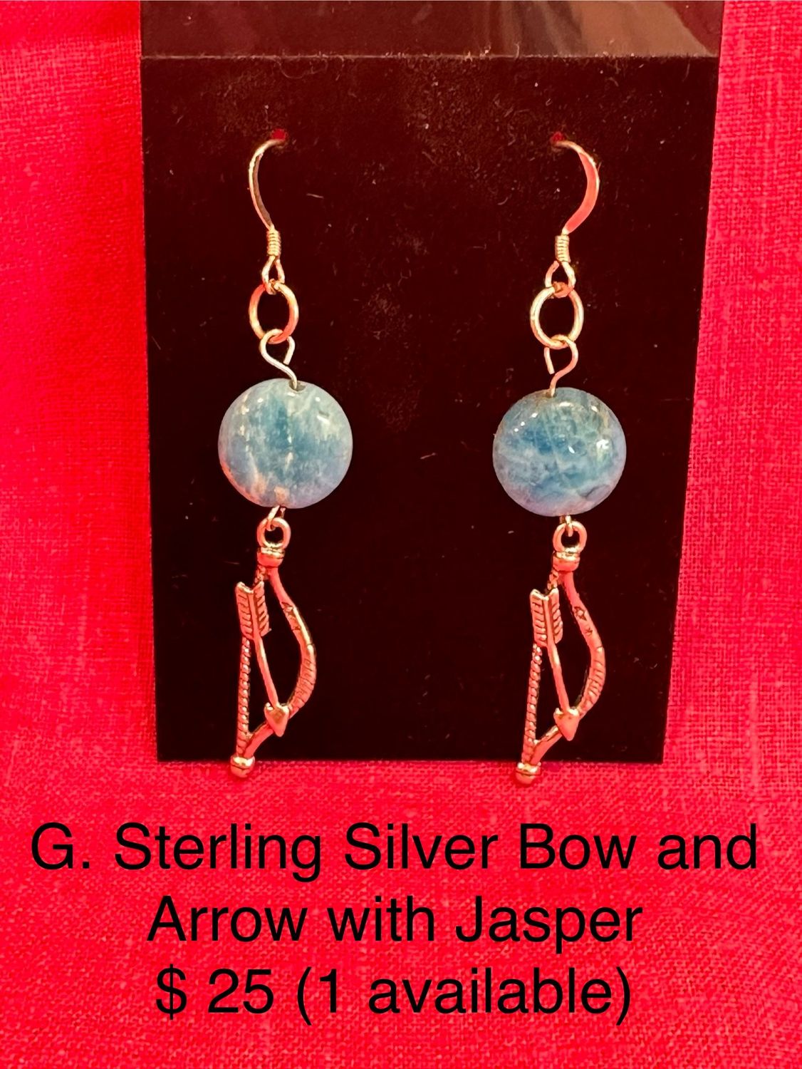 Sterling Silver Bow and Arrow with Jasper
