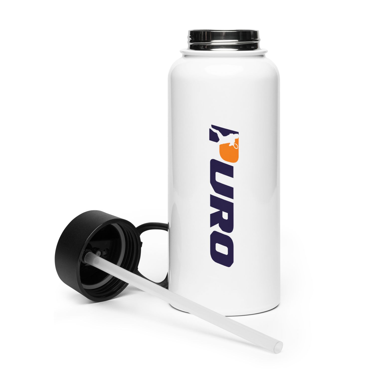 PURO Stainless steel water bottle with a straw lid