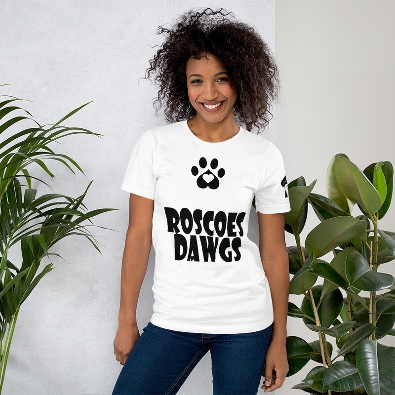 Roscoe&#39;s Dawgs Paw White T-Shirt for Men and Women