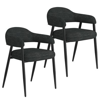 Arlo Dining Chairs -Charcoal and Black (Set of 2)