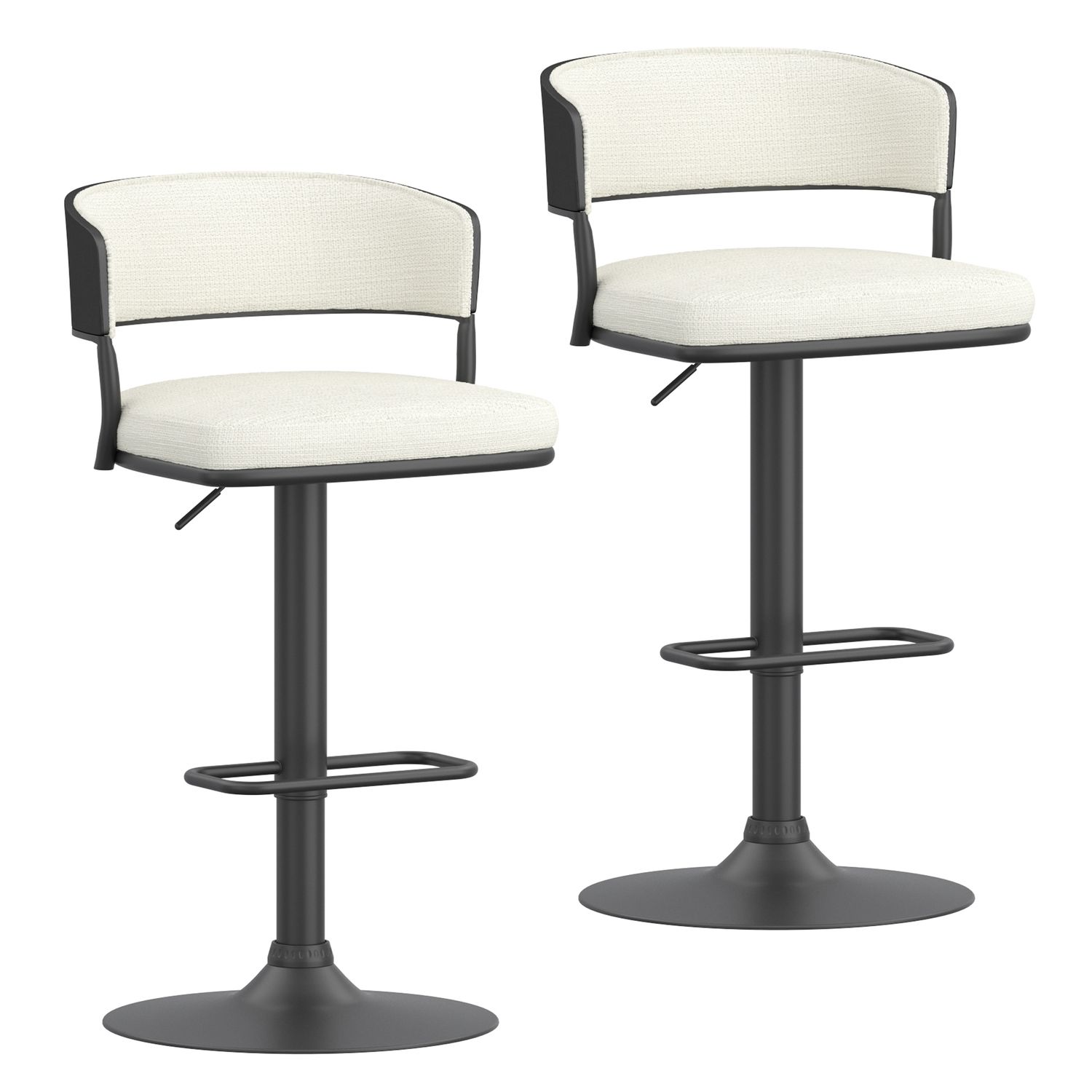 Kazan Adjustable Air-Lift Stool - Ivory (Set of 2)