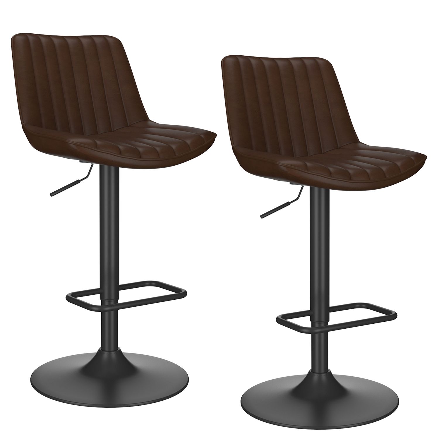 Kosi Adjustable Air-Lift Stool -  Brown  (Set of 2)