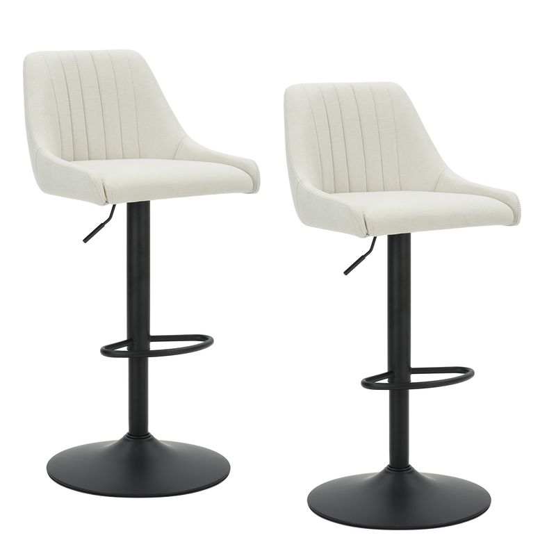 Kron Adjustable Height Air-Lift Swivel Stool -  Beige  (Set of 2)