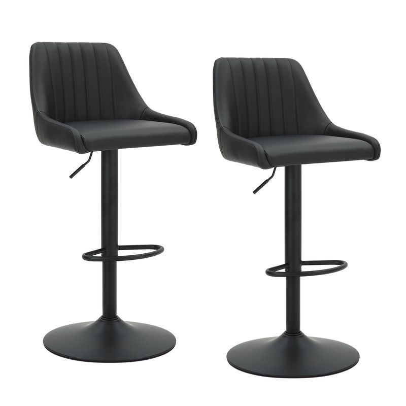Kron Adjustable Height Air-Lift Swivel Stool - Black  (Set of 2)