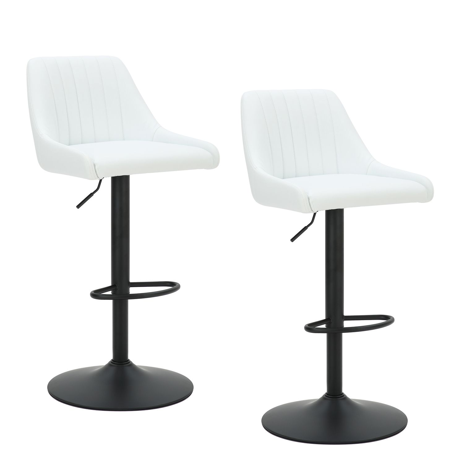 Kron Adjustable Height Air-Lift Swivel Stool - White   (Set of 2)