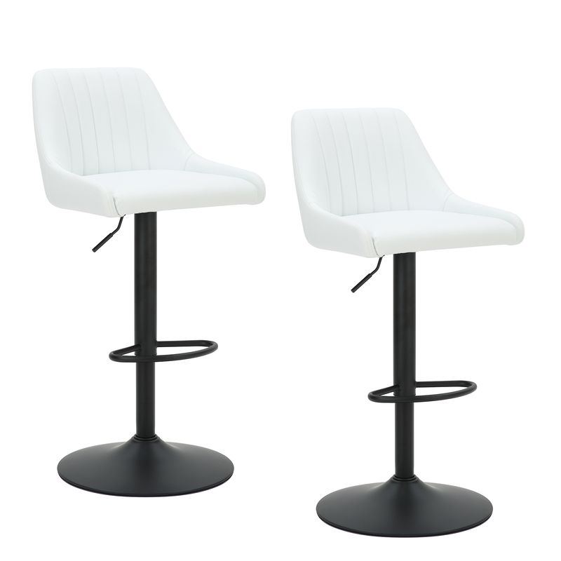 Kron Adjustable Height Air-Lift Swivel Stool - White   (Set of 2)