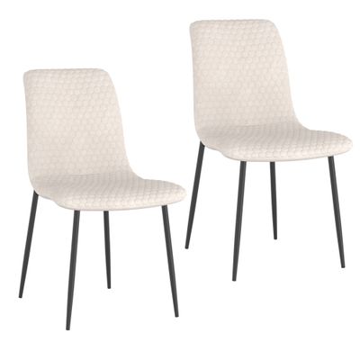 Bruno Dining Chairs -Beige Fabric and Black (Set of 2)