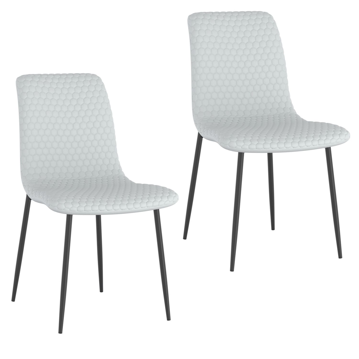 Bruno Dining Chairs -Grey Faux Leather and Black (Set of 2)