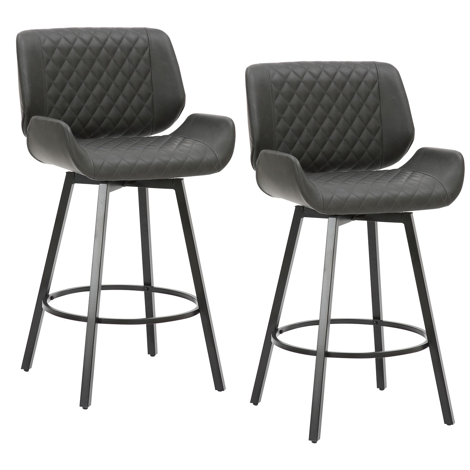 Fraser 26&quot; Counter Stool with Swivel Charcoal (Set of 2)