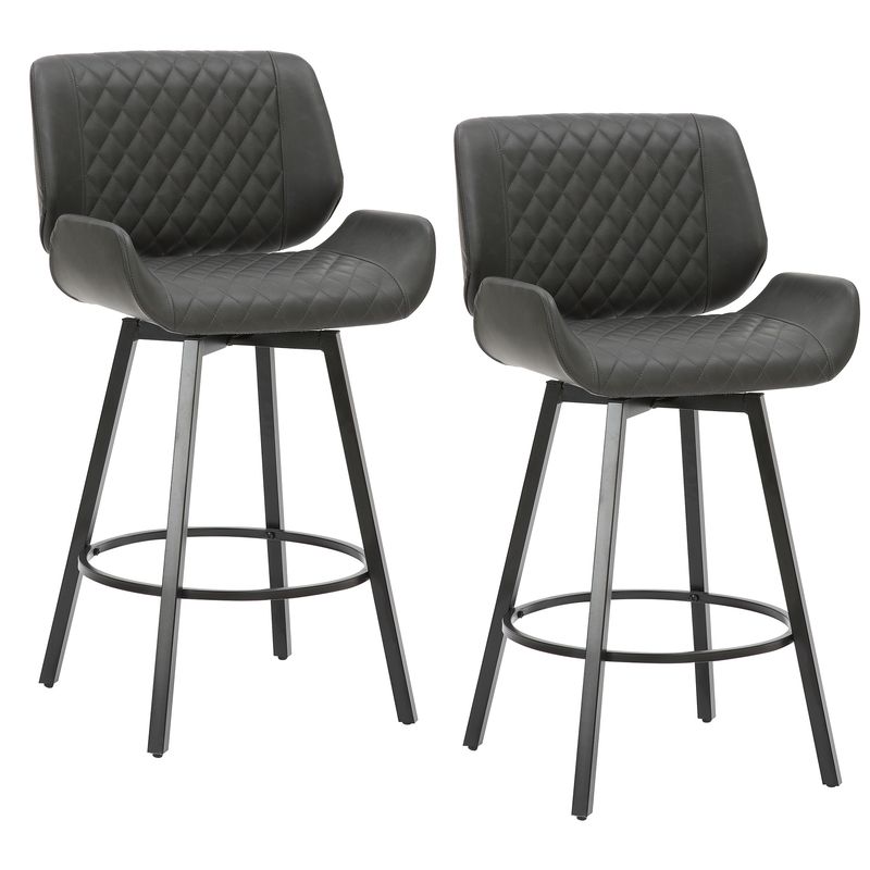 Fraser 26&quot; Counter Stool with Swivel Charcoal (Set of 2)