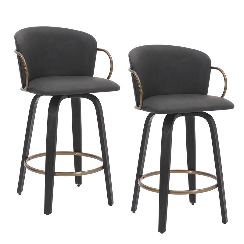 Lavo 26&quot; Counter Stool with Swivel Charcoal  (Set of 2)