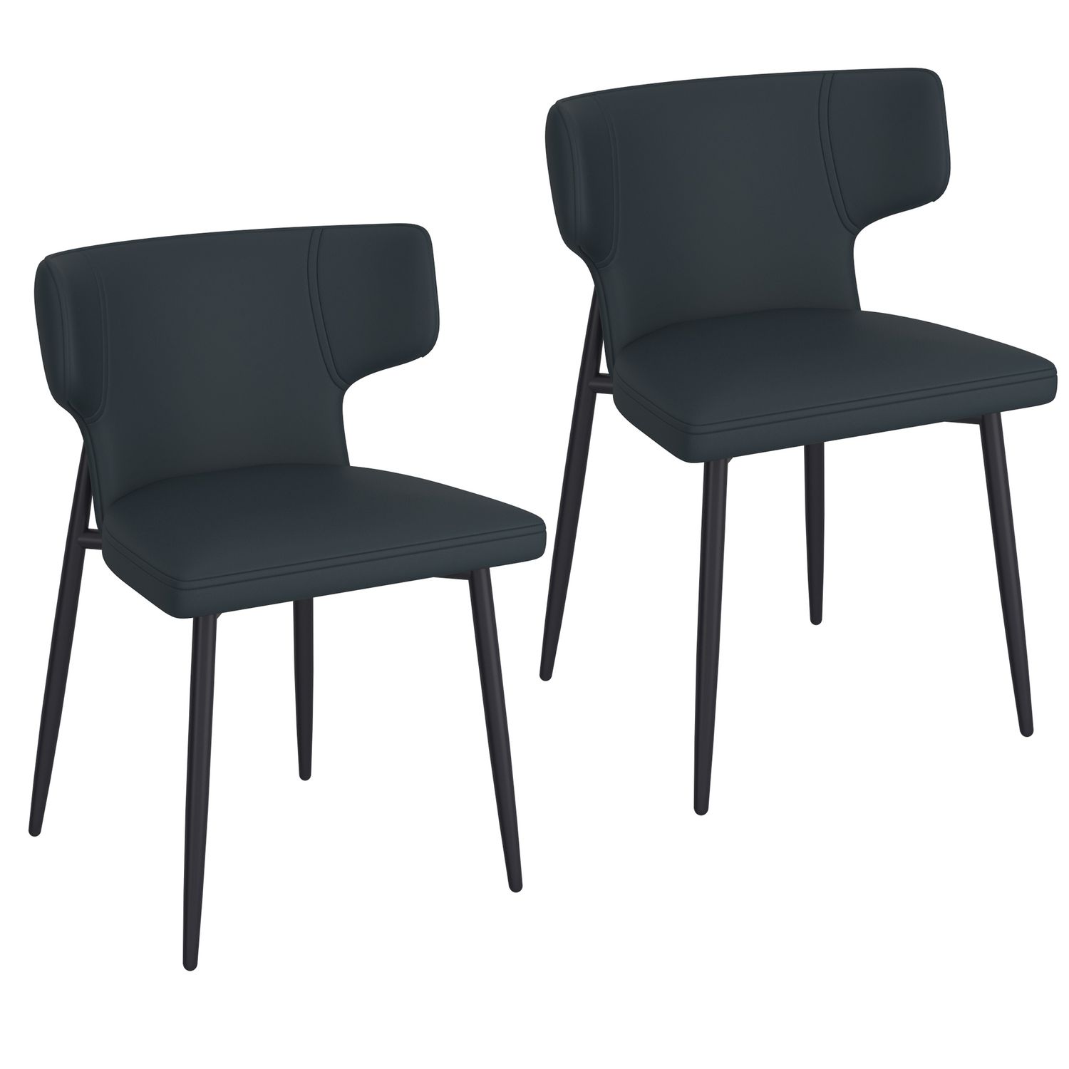 Odin Dining Chair - Black Faux Leather (Set of 2)