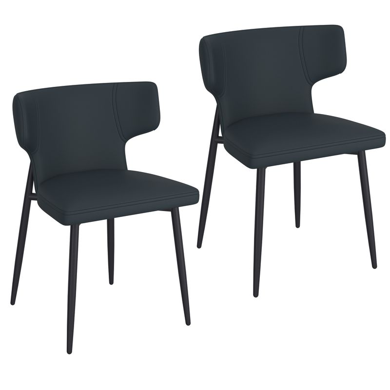 Odin Dining Chair - Black Faux Leather (Set of 2)