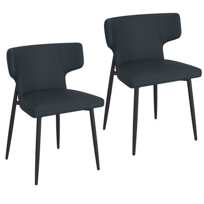 Odin Dining Chair - Black Faux Leather (Set of 2)