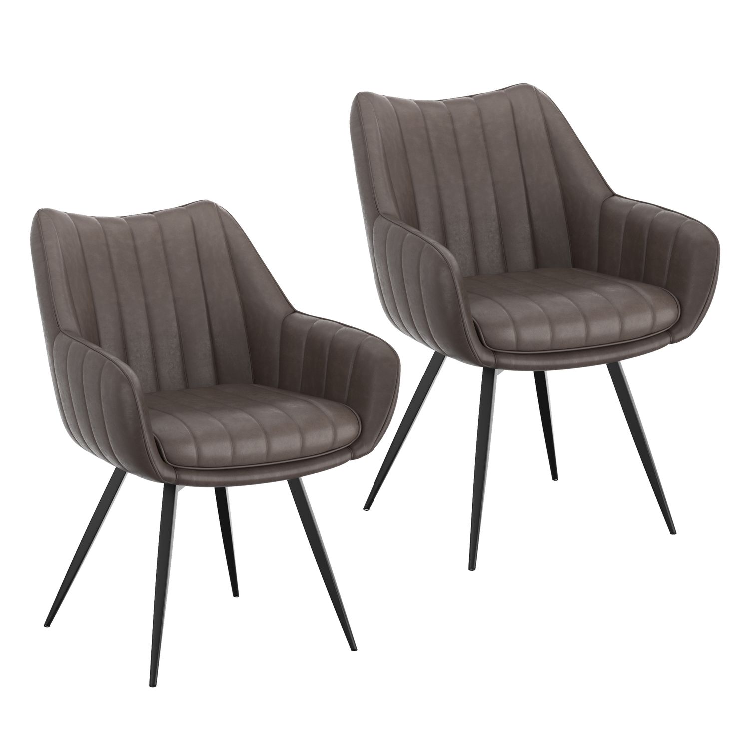Theo Swivel Dining and Accent Chair - Charcoal (Set of 2)