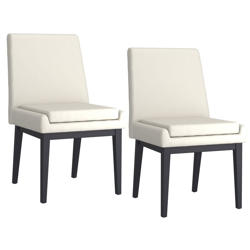 Cruz Dining Chair - Beige Faux Leather and Black (Set of 2)