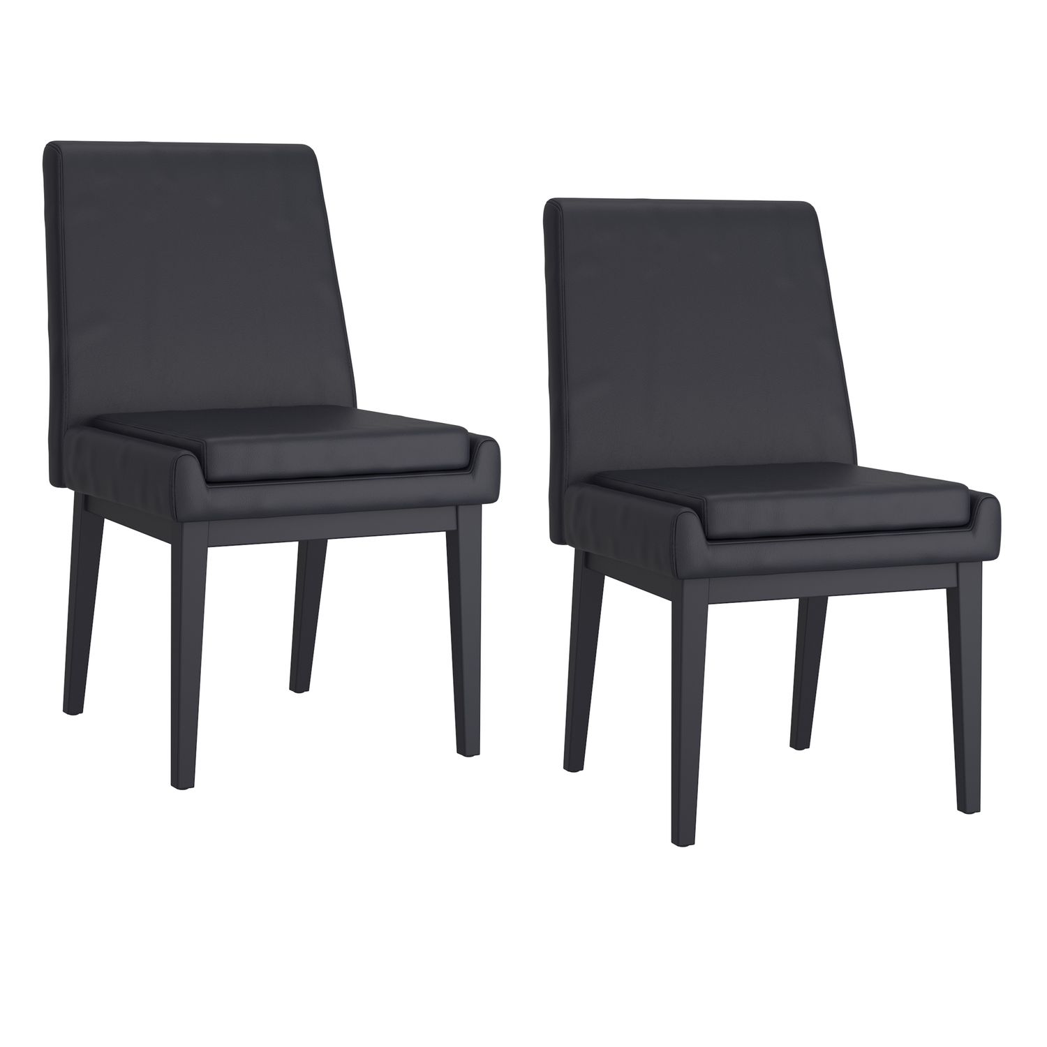 Cruz Dining Chair - Black Faux Leather and Black (Set of 2)